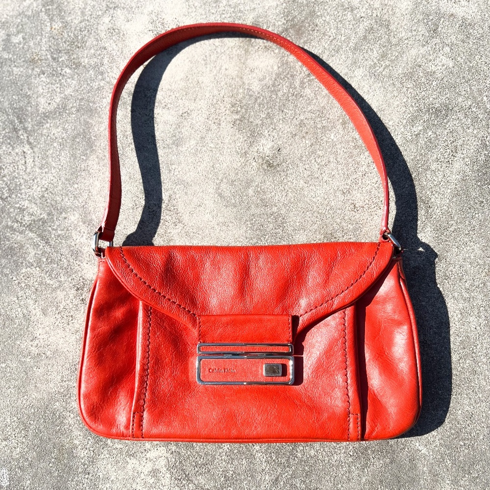 Calvin Klein Leather Red Shoulder Bag
